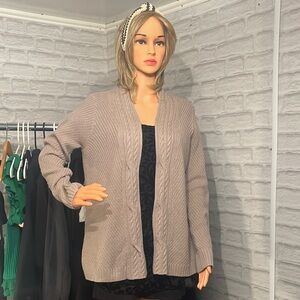 Kroft&Barrow Women's Cable Knit Cardigan Sweater - Gray